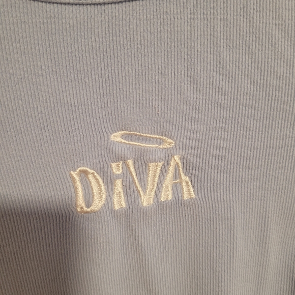 Garage Crop top t-shirt in baby blue Diva X-SMALL - Picture 2 of 3